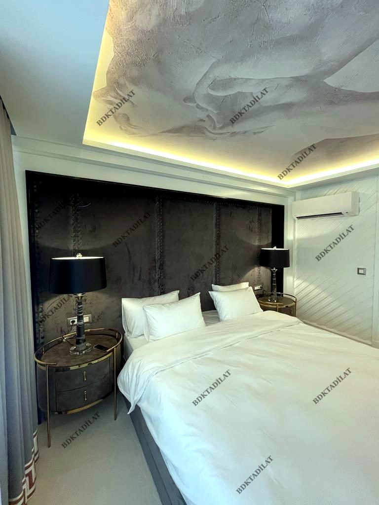 Otel konforunda yatak odası projemiz
